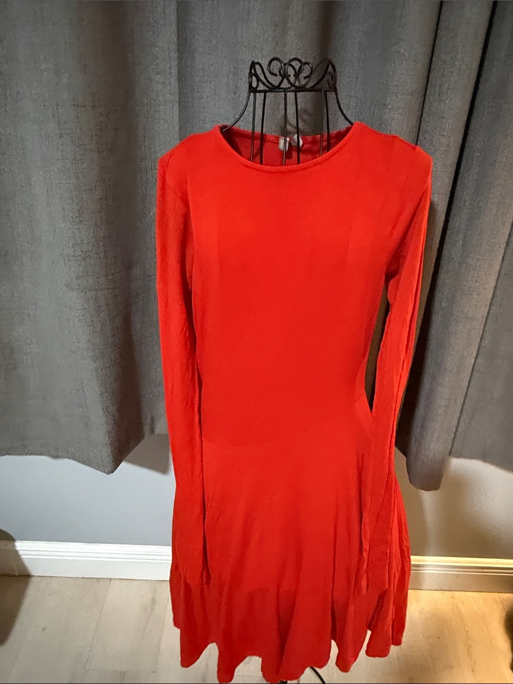 ASOS Red Long Sleeve Fit & Flare Asymmetrical Dress